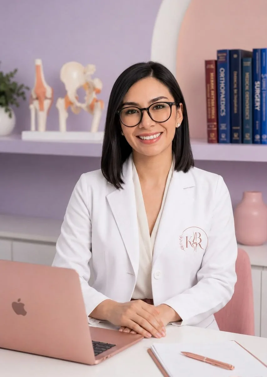 Dra. Karen Braña Román en su consultorio de traumatología y ortopedia