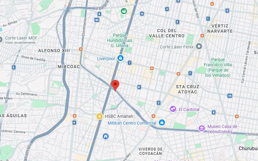 Mapa de la zona del consultorio: Av. Río Mixcoac 25, entre Mixcoac, Del Valle y Crédito Constructor, en Benito Juárez