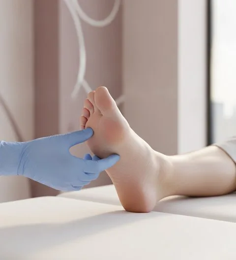 Exploración del pie para valorar un juanete o hallux valgus